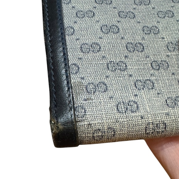 GUCCI Vintage Micro GG Blue Monogram Wallet - Picture 9 of 9